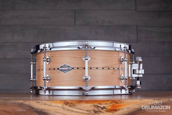 CRAVIOTTO 13 X 5.5 CUSTOM SHOP MAPLE SNARE DRUM WITH MAPLE INLAY (PRE-LOVED)