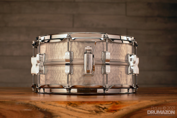 LUDWIG 14 X 6.5 LM405K ACROLITE SEAMLESS HAMMERED ALUMINIUM SNARE DRUM