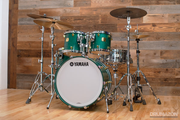 YAMAHA MAPLE CUSTOM 4 PIECE DRUM KIT, TURQUOISE MAPLE STAIN (PRE-LOVED)