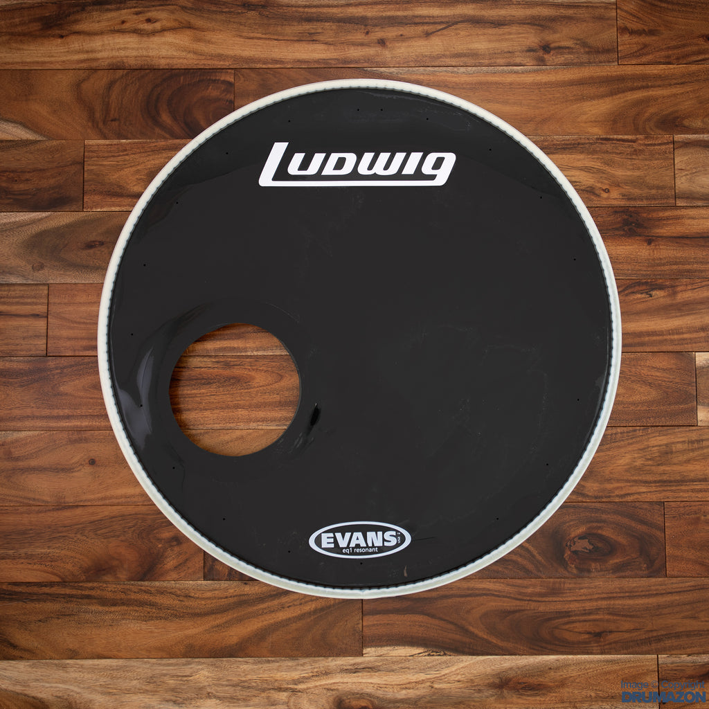 LUDWIG 20" EVANS EQ1 BLACK BASS DRUM LOGO HEAD  / PRE-LOVED