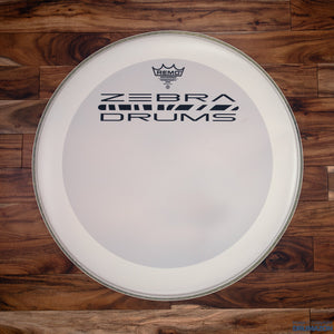 ZEBRA DRUMS 22" REMO P3 SMOOTH WHITE BASS DRUM LOGO HEAD