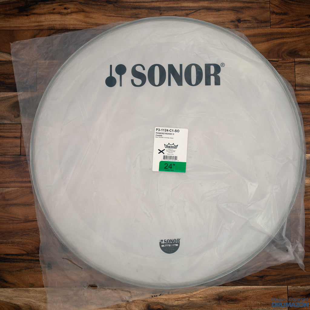 SONOR 24" REMO P3 COATED WHITE BASS DRUM LOGO HEAD