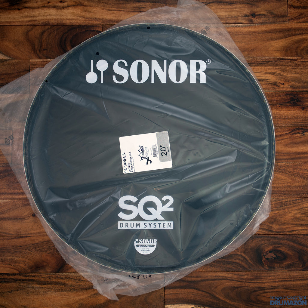 SONOR 20" SQ2 REMO P3 EBONY BASS DRUM LOGO HEAD