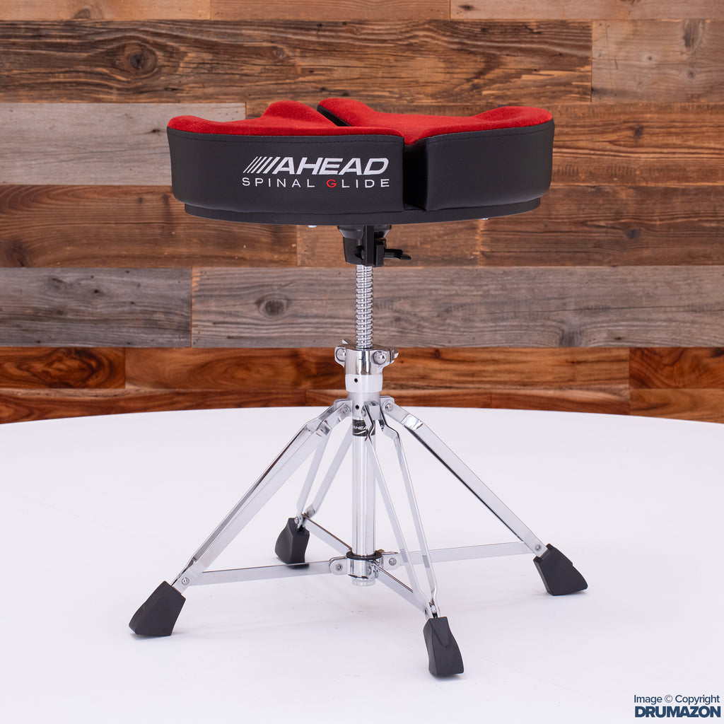 AHEAD SPINAL G SADDLE DRUM THRONE WITH 4 LEG BASE, RED