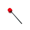 DANMAR 204R RED HARD WOOD ROUND BASS DRUM BEATER WITH ANGLE CUT, BLACK SHAFT