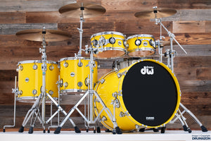 DW (DRUM WORKSHOP) COLLECTORS SERIES, 5 PIECE SHORT STACK DRUM KIT, SOLID CHROME YELLOW (PRE-LOVED)