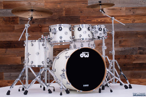 DW (DRUM WORKSHOP) DESIGN SERIES 5 PIECE DRUM KIT, SATIN WHITE, (PRE-LOVED)