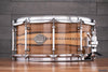 EVETTS 14 X 6.5 JARRAH SNARE DRUM, BLACKHEART SASSAFRAS GLOSS WITH INLAY