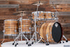 EVETTS JARRAH SHELL 6 PIECE DRUM KIT, BLACKHEART SASSAFRAS SMOOTH SATIN VENEER