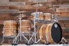 EVETTS JARRAH SHELL 6 PIECE DRUM KIT, BLACKHEART SASSAFRAS SMOOTH SATIN VENEER