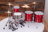 LUDWIG CLASSIC MAPLE 4 PIECE DRUM KIT, DIABLO RED LACQUER, MACH LUGS, CUSTOM ORDERED