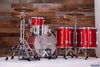 LUDWIG CLASSIC MAPLE 4 PIECE DRUM KIT, DIABLO RED LACQUER, MACH LUGS, CUSTOM ORDERED