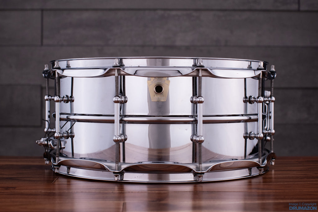 LUDWIG 14 X 6.5 LB402BT CHROME ON BRASS SNARE DRUM LTD EDITION (PRE-LOVED)