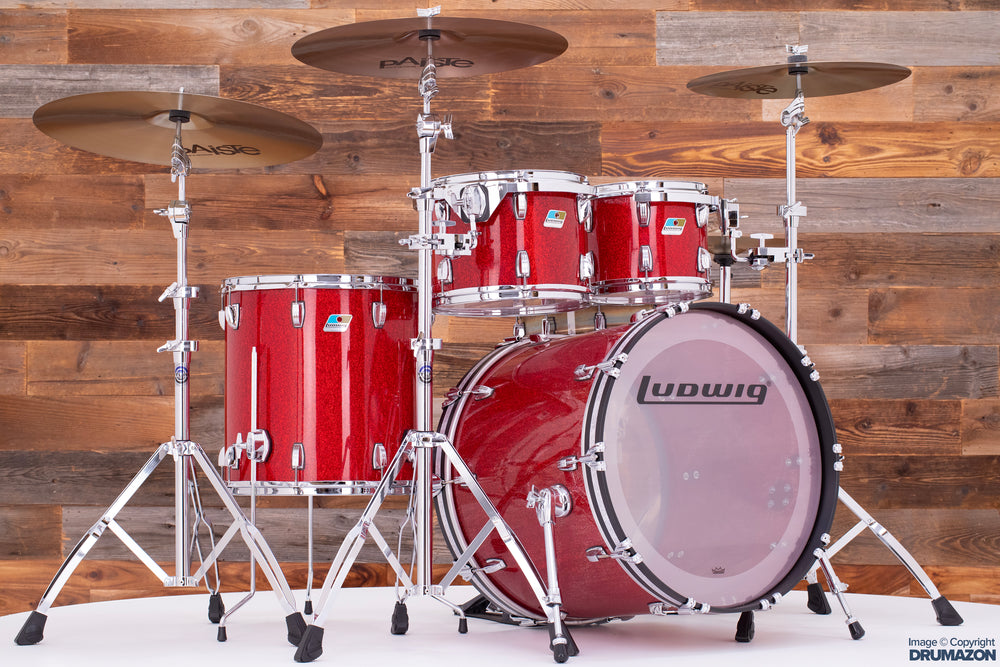 LUDWIG VISTALITE 4 PIECE DRUM KIT, EXTREMELY RARE INFUSED RED SPARKLE –  Drumazon