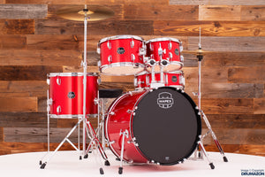 MAPEX COMET FUSION STARTER / BEGINNER 5 PIECE DRUM KIT, INFRA RED WITH HARDWARE, CYMBALS AND STOOL