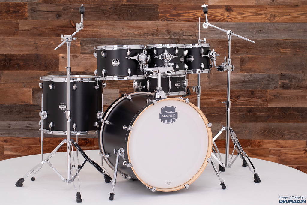 MAPEX MARS MAPLE 6 PIECE DRUM KIT, MATTE BLACK, COMES WITH FREE 8 X 7 TOM!