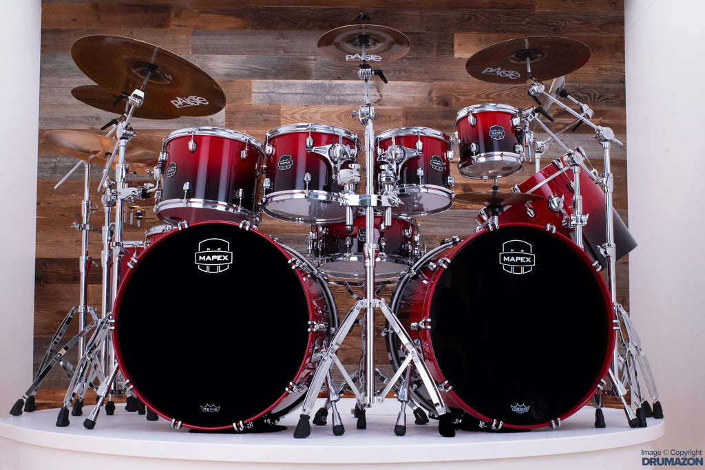 MAPEX SATURN CLASSIC 10 PIECE MONSTER DOUBLE BASS DRUM KIT, SCARLET FADE