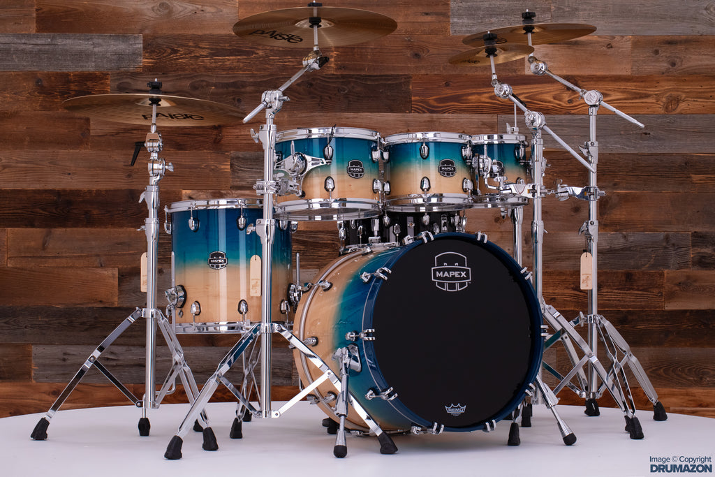 MAPEX SATURN CLASSIC 5 PIECE 20" KICK DRUM KIT 3 UP / 1 DOWN, AQUA FADE