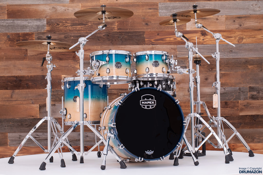 MAPEX SATURN CLASSIC 4 PIECE 20" KICK DRUM KIT, AQUA FADE