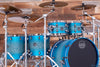 MAPEX SATURN EVOLUTION MAPLE / WALNUT 5 PIECE CUSTOM DRUM KIT, EXOTIC AZURE BURST, BLACK FITTINGS