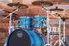 MAPEX SATURN EVOLUTION MAPLE / WALNUT 5 PIECE CUSTOM DRUM KIT, EXOTIC AZURE BURST, BLACK FITTINGS