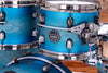 MAPEX SATURN EVOLUTION MAPLE / WALNUT 5 PIECE CUSTOM DRUM KIT, EXOTIC AZURE BURST, BLACK FITTINGS