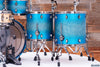 MAPEX SATURN EVOLUTION MAPLE / WALNUT 5 PIECE CUSTOM DRUM KIT, EXOTIC AZURE BURST, BLACK FITTINGS