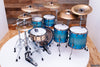 MAPEX SATURN EVOLUTION MAPLE / WALNUT 5 PIECE CUSTOM DRUM KIT, EXOTIC AZURE BURST, BLACK FITTINGS