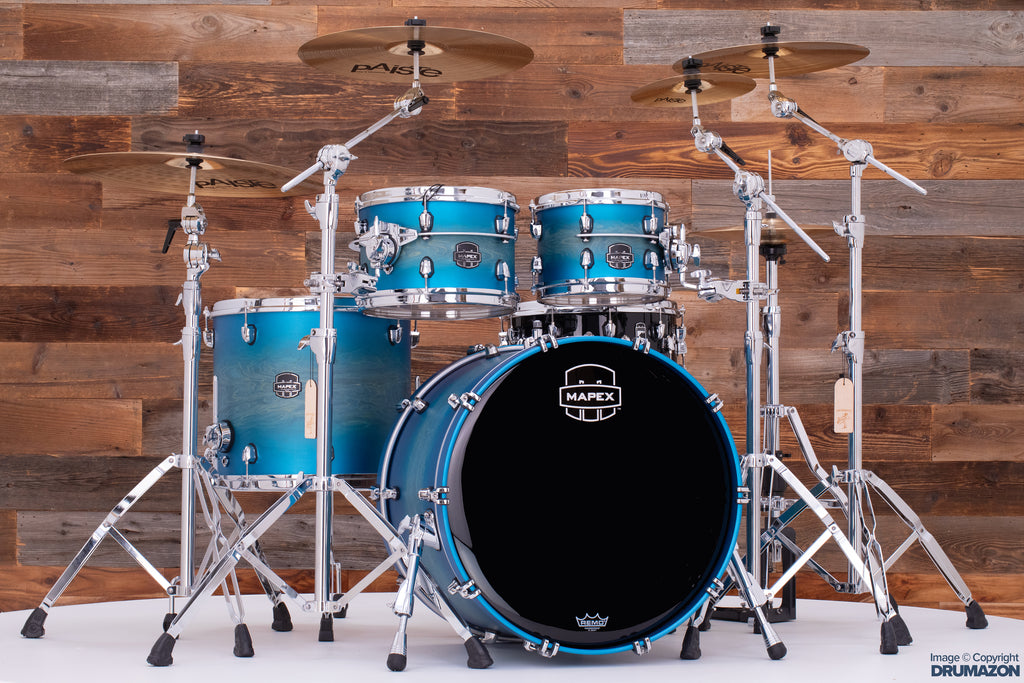 MAPEX SATURN EVOLUTION MAPLE / WALNUT 4 PIECE DRUM KIT, EXOTIC AZURE BURST