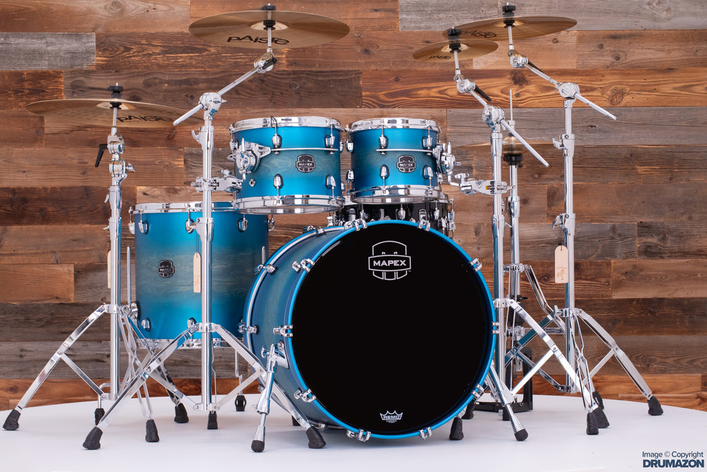 MAPEX SATURN EVOLUTION MAPLE / WALNUT 4 PIECE DRUM KIT, EXOTIC AZURE BURST CUSTOM ORDER