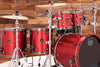 MAPEX SATURN EVOLUTION MAPLE / WALNUT 5 PIECE DRUM KIT, TUSCAN RED, BLACK BRUSHED FITTINGS