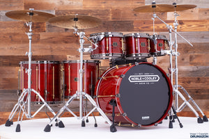 NOBLE & COOLEY WALNUT CLASSIC, 6 PIECE DRUM KIT, TRANSLUCENT CHERRY RED LACQUER