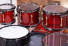 NOBLE & COOLEY WALNUT CLASSIC, 6 PIECE DRUM KIT, TRANSLUCENT CHERRY RED LACQUER