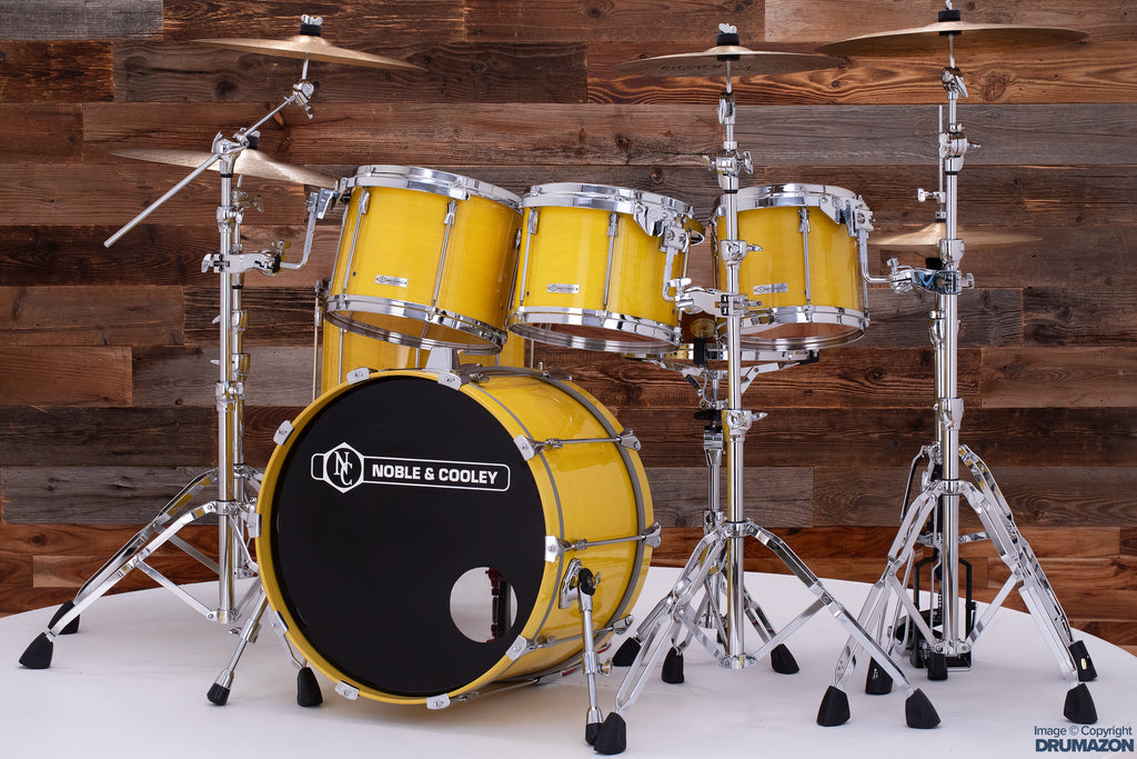 NOBLE & COOLEY HORIZON SERIES 5 PIECE DRUM KIT, YELLOW GLOSS, PREVIOUSLY OWNED BY BOB GATZEN