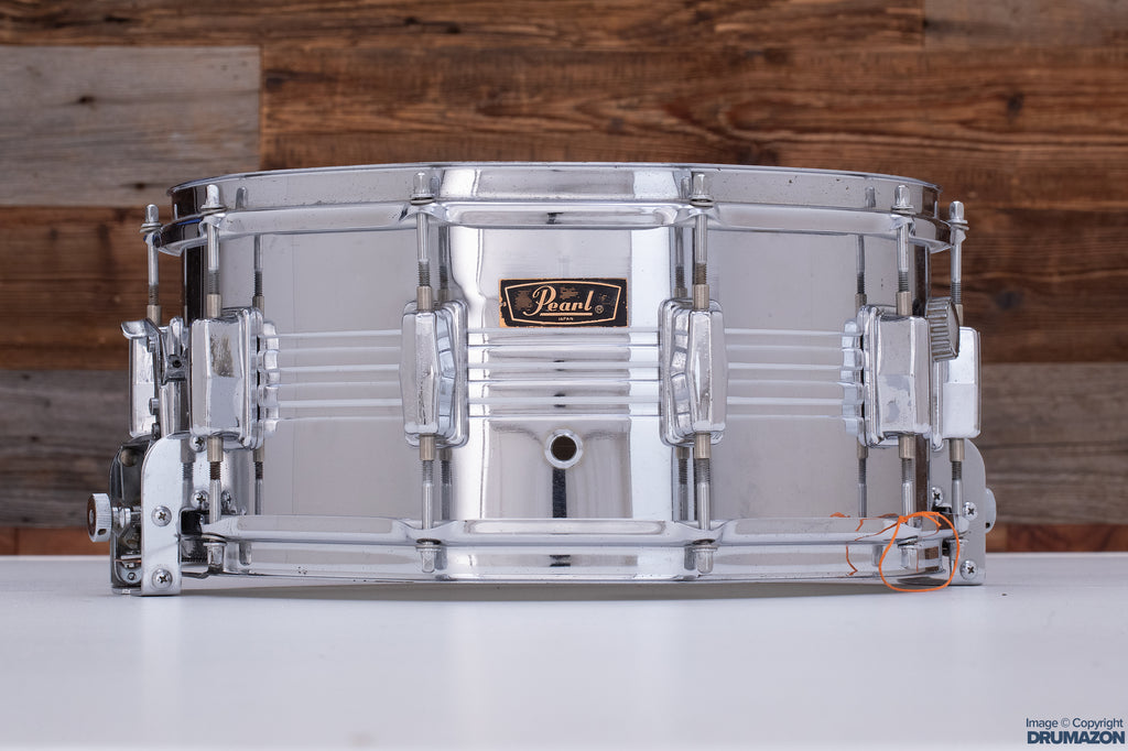 PEARL 14 X 6.5 JUPITER 4914 CHROME ON BRASS SHELL SNARE DRUM, 1979 (PRE-LOVED)