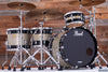 PEARL MASTERWORKS 4 PIECE DRUM KIT, PIANO BLACK WITH SILVER SPARKLE INLAY (PRE-LOVED)