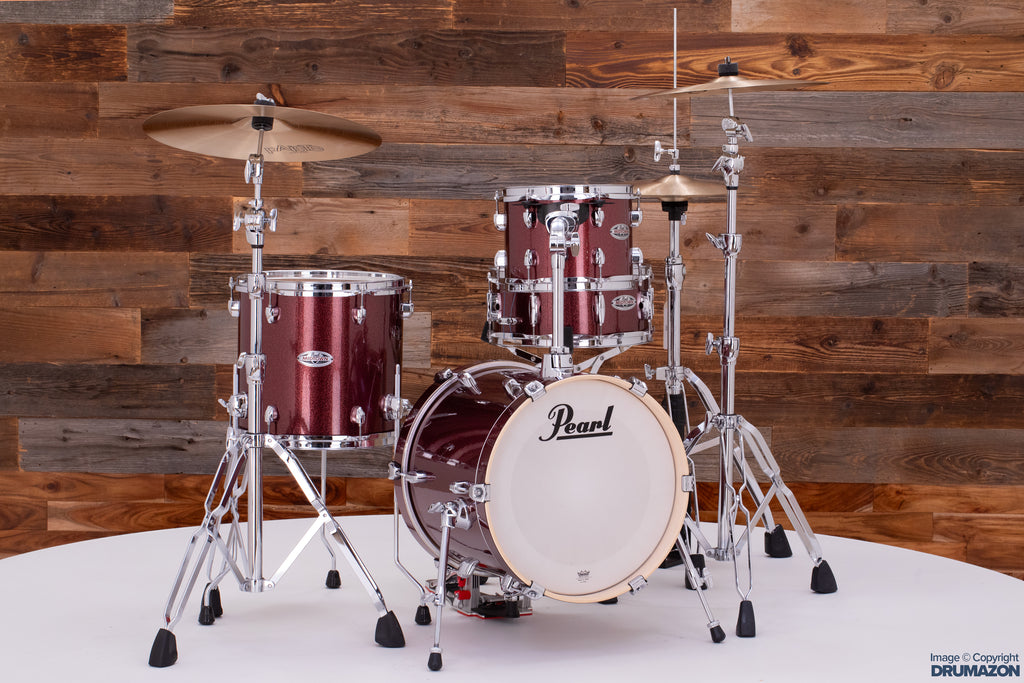 PEARL MIDTOWN 4 PIECE COMPACT DRUM KIT WITH BAGS, BLACK CHERRY GLITTER