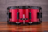 PORK PIE 14 X 6.5 MAPLE SNARE DRUM, RED SPARKLE WITH BLACK FITTINGS