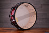 PORK PIE 14 X 6.5 MAPLE SNARE DRUM, RED SPARKLE WITH BLACK FITTINGS