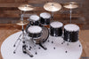 PORK PIE BLACK BELT 6 PIECE DRUM KIT, OAK SHELLS, FLAT BLACK THAI OAK