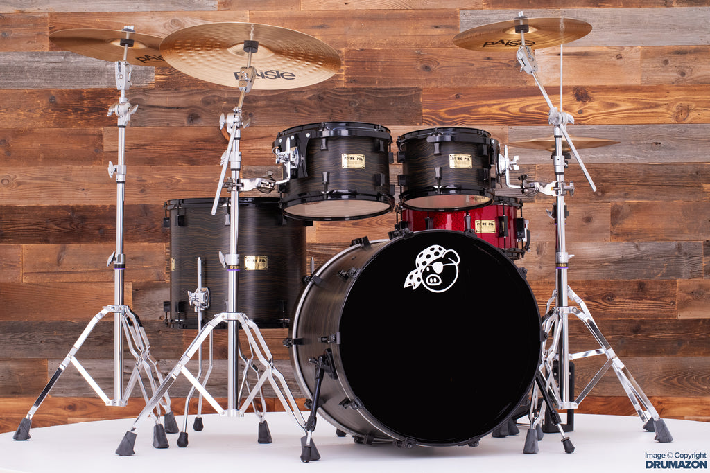 PORK PIE USA CUSTOM 5 PIECE DRUM KIT, WAVY EBONY VENEER