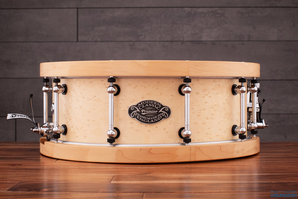 PREMIER 14 X 5.5 MODERN CLASSIC BIRCH / MAHOGANY SNARE DRUM, BIRDSEYE MAPLE FINISH (PRE-LOVED)