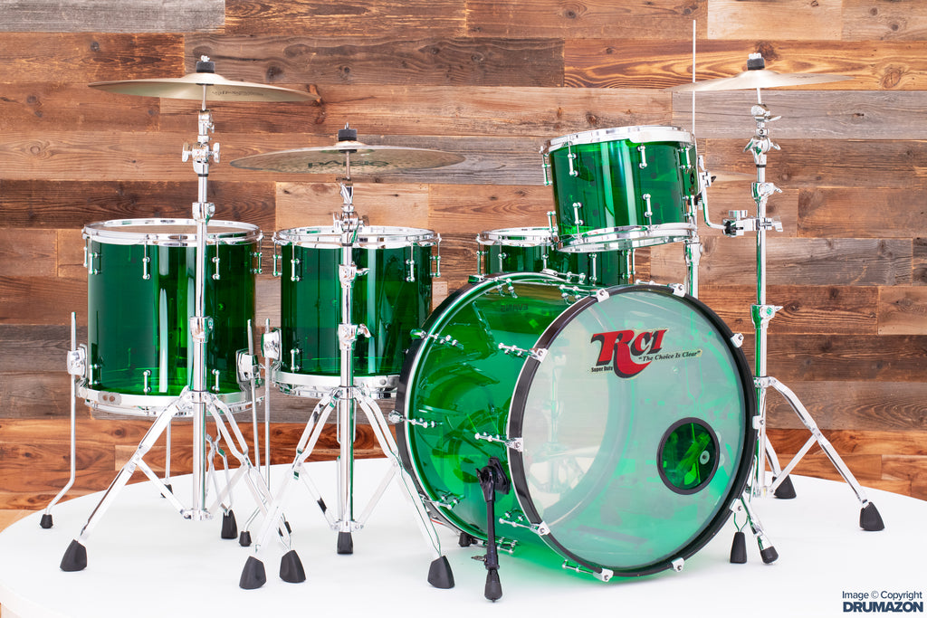 RCI STARLITE 5 PIECE ACRYLIC DRUM KIT, GREEN, PRE-LOVED