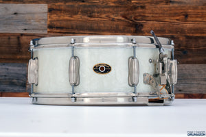 SLINGERLAND 14 X 5.5 RADIO KING GENE KRUPA SOLID MAPLE SNARE DRUM, WHITE MARINE PEARL