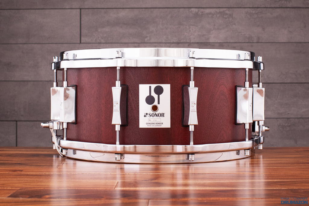 SONOR 14 X 6.5 D516 MR PHONIC RE-ISSUE BEECH SNARE DRUM, MAHOGANY (PRE-LOVED)