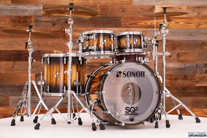 SONOR SQ2 4 PIECE DRUM KIT, BIRCH, CANDY BLACK BURST OVER AFRICAN MARBLE (PRE-LOVED)