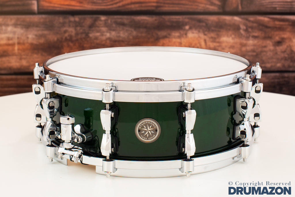 TAMA 14 X 5 STARPHONIC SNARE DRUM LIMITED EDITION EMERALD FIGURED MAPLE, (PRE-LOVED)