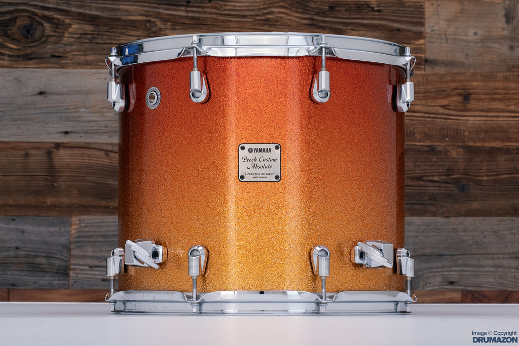 YAMAHA 14 X 13 ABSOLUTE BEECH CUSTOM NOUVEAU FLOOR TOM, GOLD SPARKLE FADE, (PRE-LOVED)