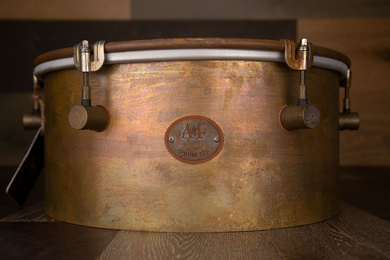 A&F 14 X 6.5 OLD HAVANA TIMBALE, RAW BRASS SHELL, WITH INTERNAL SNARE