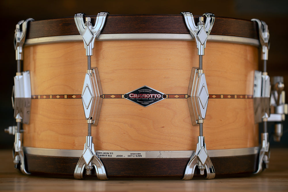 CRAVIOTTO 14 X 7 SUPER SWING SOLID MAPLE SNARE DRUM WITH WOOD 